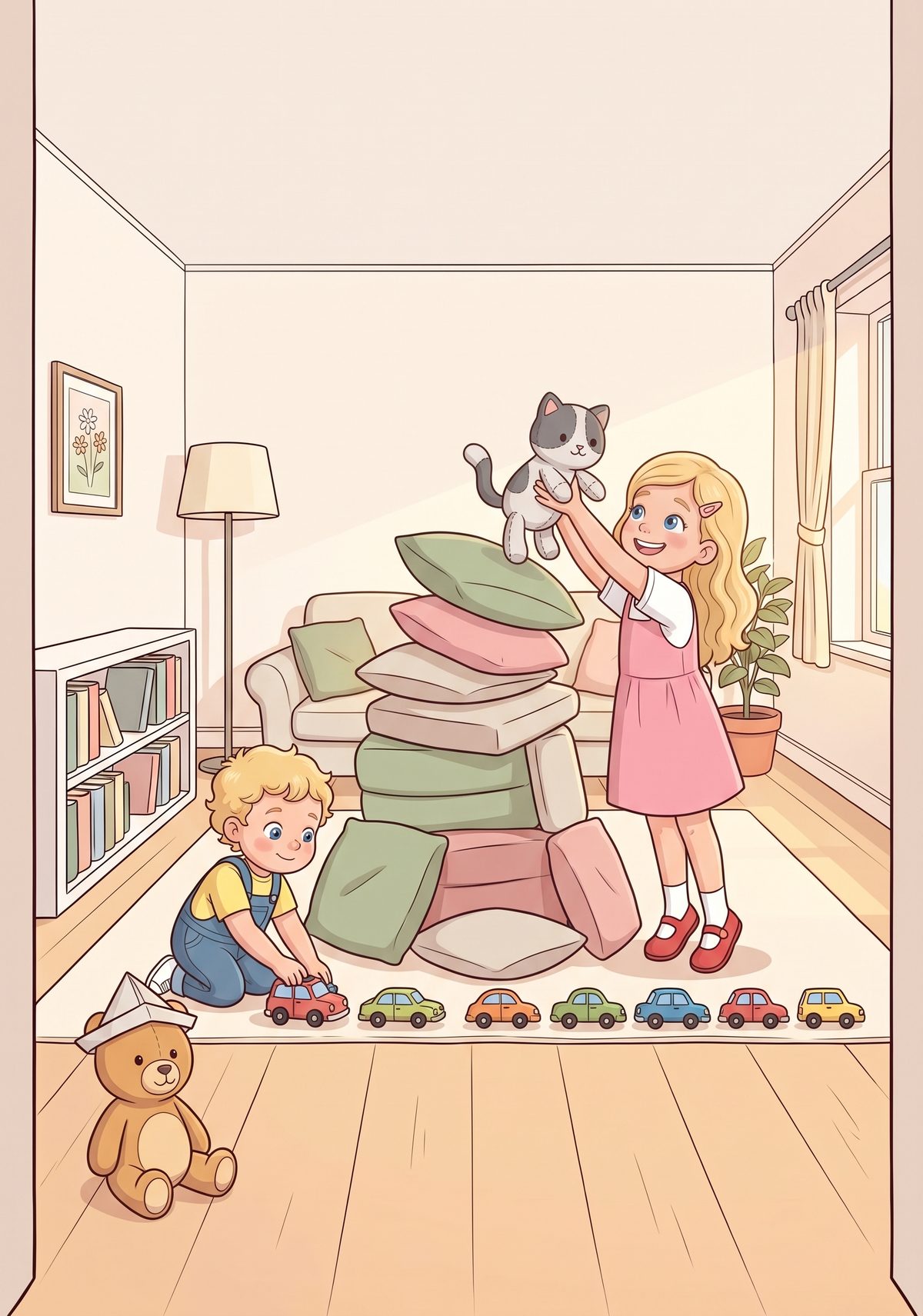 When she got home, Lea built her very own fire station. She lined up her toy cars, put a paper helmet on Teddy, and...