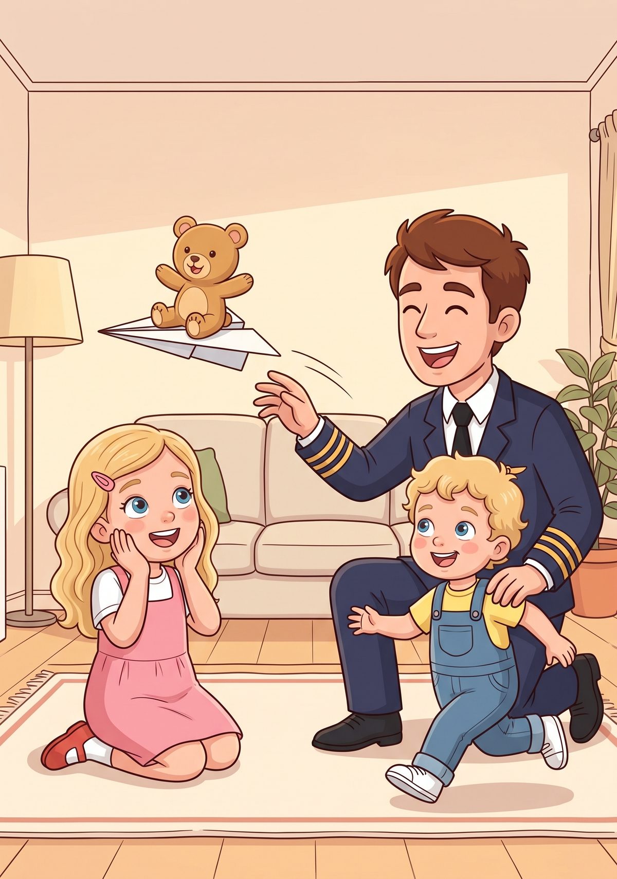 To show her, Daddy folded a sheet of paper into a little aeroplane and sat Teddy on top of it. "Wings hold you up," he...