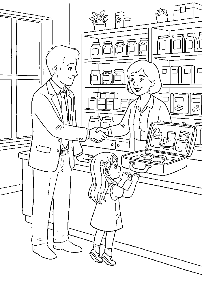 Colouring page 1 from My Daddy is a Sales Agent