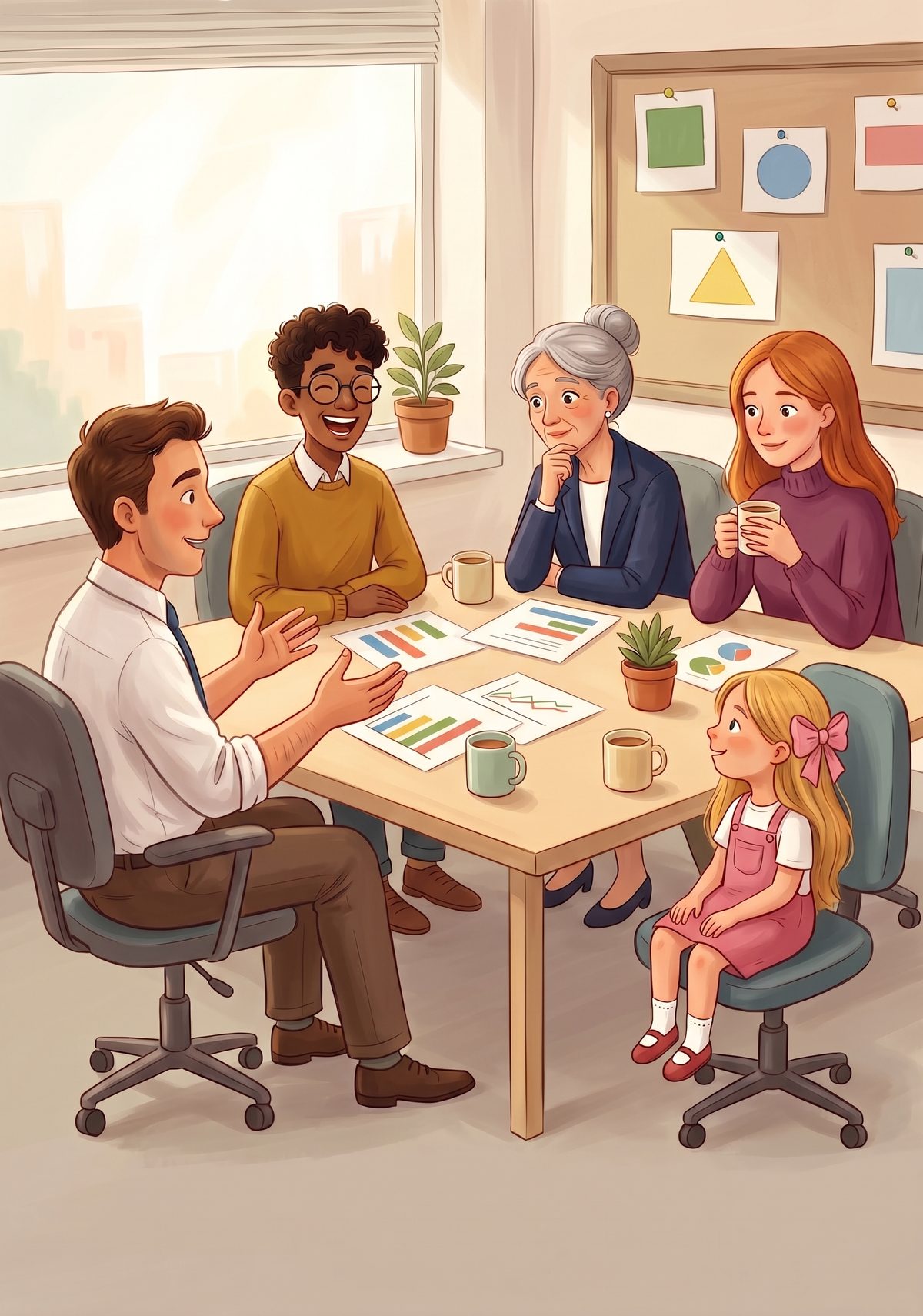 Later, Daddy sat with his workmates around a wide desk covered in charts and cups of tea. Everyone talked at once, and...
