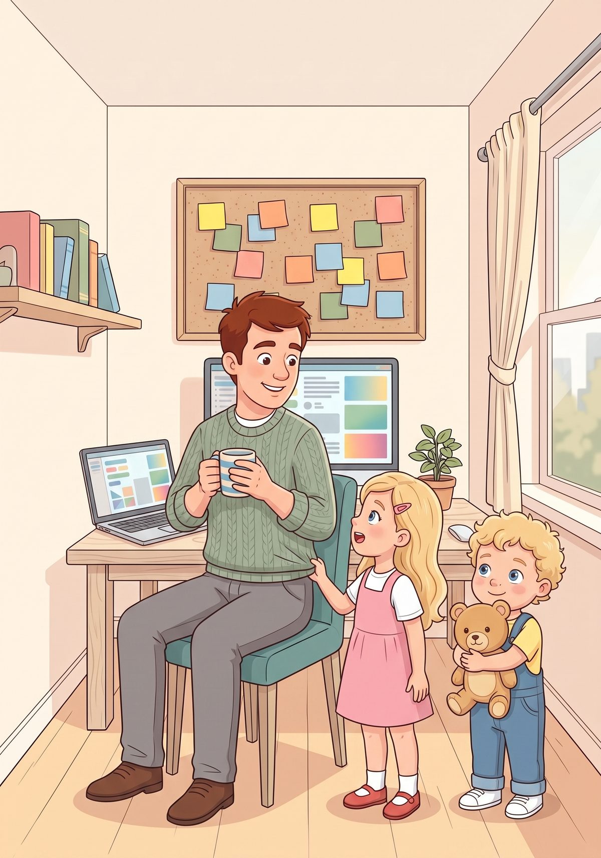 Lea loved asking questions. One morning, as her daddy opened his laptop and warmed his hands round a mug, she tugged on...