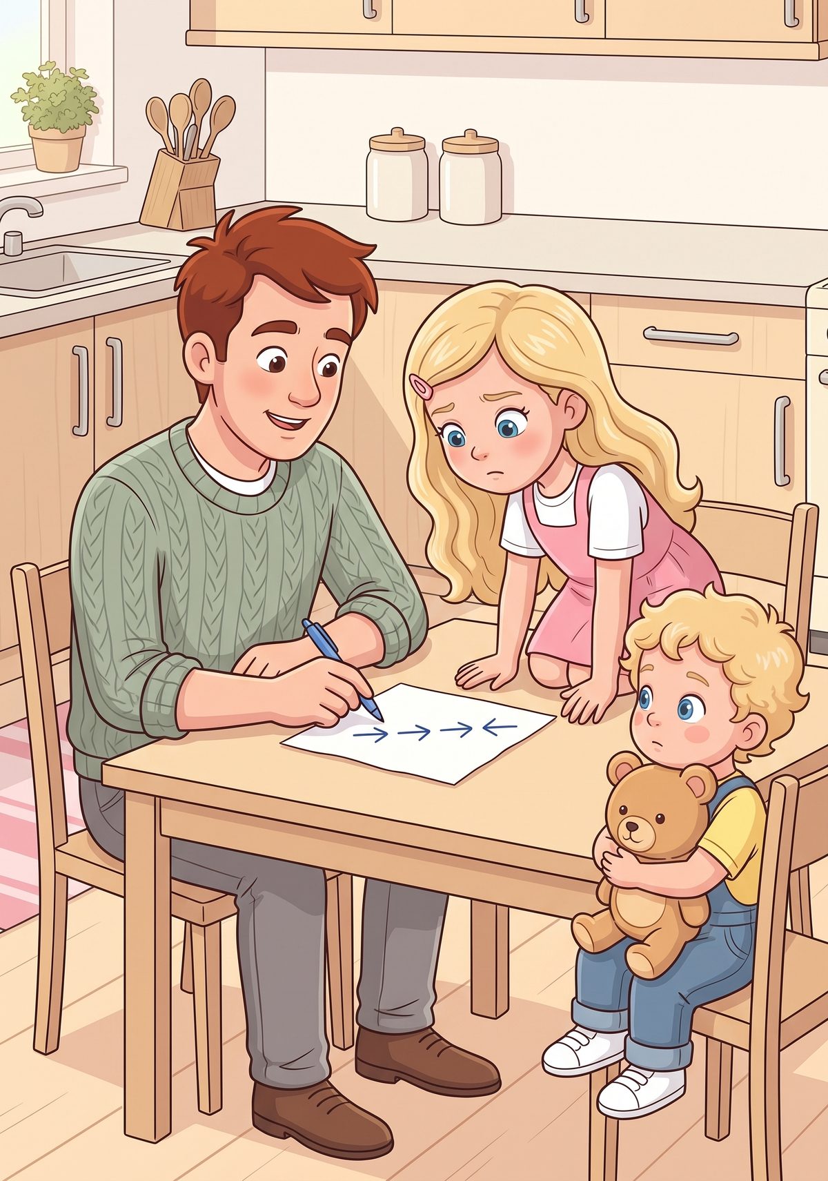 At the kitchen table, Daddy drew a row of arrows on a paper napkin. "When something goes wrong," he said, "I follow the...