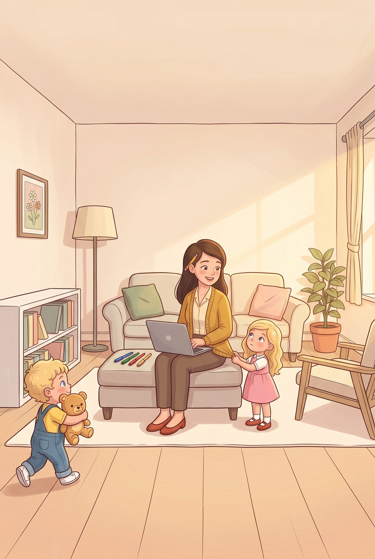 Lea loved asking questions. One morning, as her mummy opened her laptop and lined up her pens, Lea tugged on her...