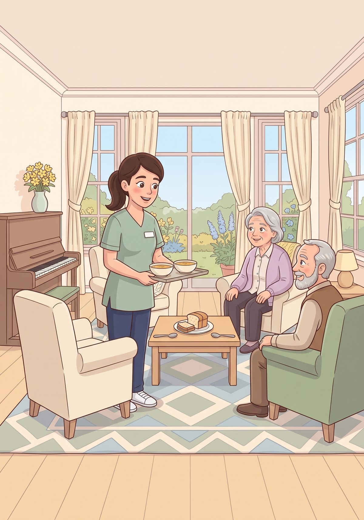 At lunchtime, Mummy carried in warm bowls of soup on a tray. She cut the bread into little pieces and made sure...