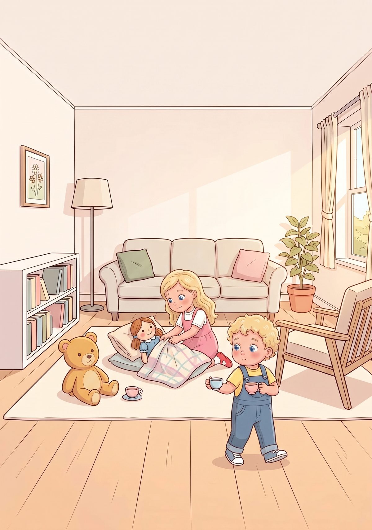When she got home, Lea made her own little care home. She tucked Dolly into bed, poured Teddy a pretend cup of tea, and...