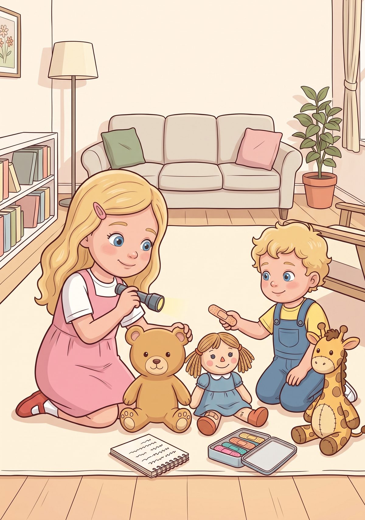When she got home, Lea opened her own surgery. She shone a torch in Teddy's ear, wrapped a plaster round Dolly's knee...