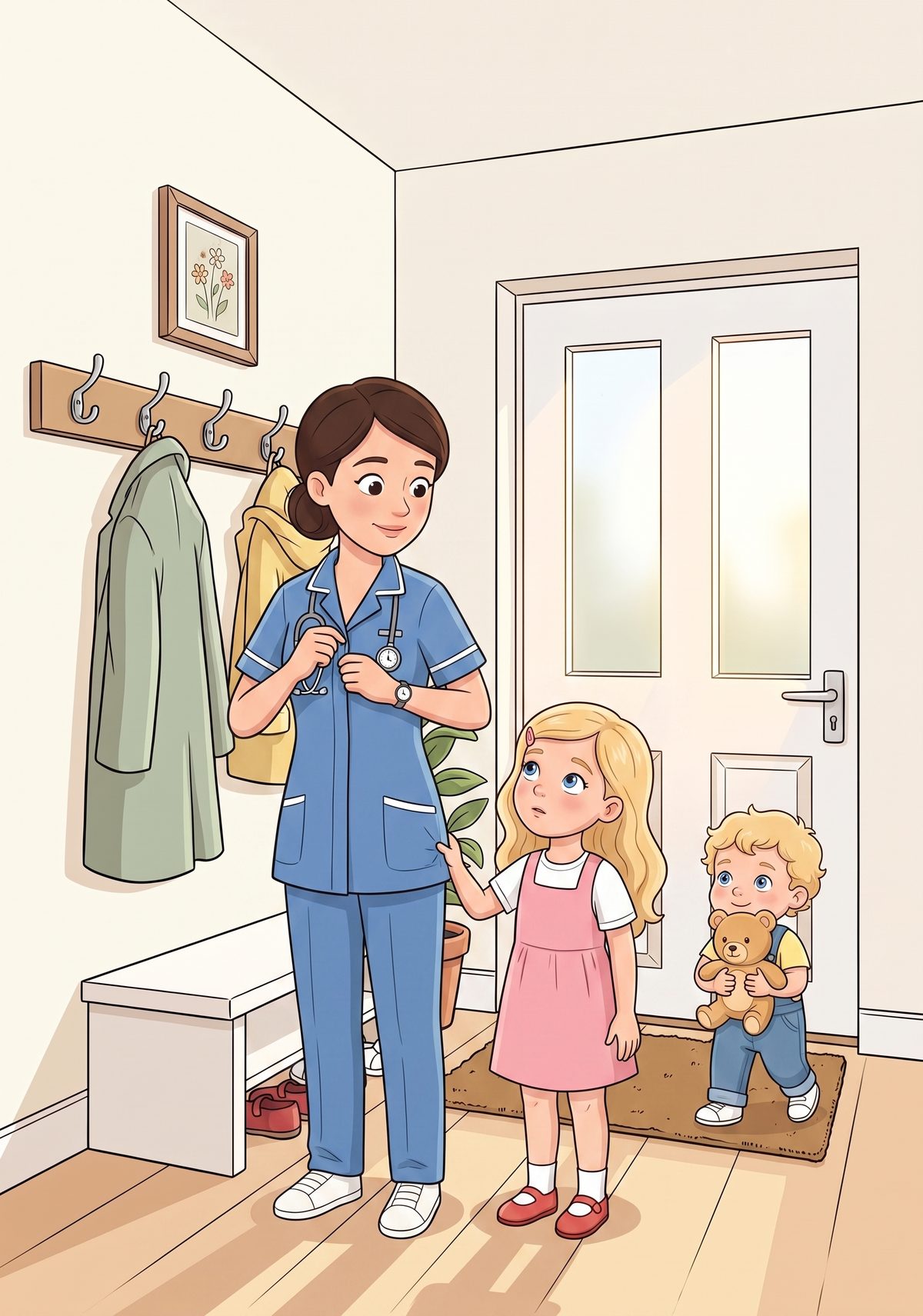 Lea loved asking questions. One morning, as her mummy buttoned up her blue uniform and pinned on her watch, Lea tugged...