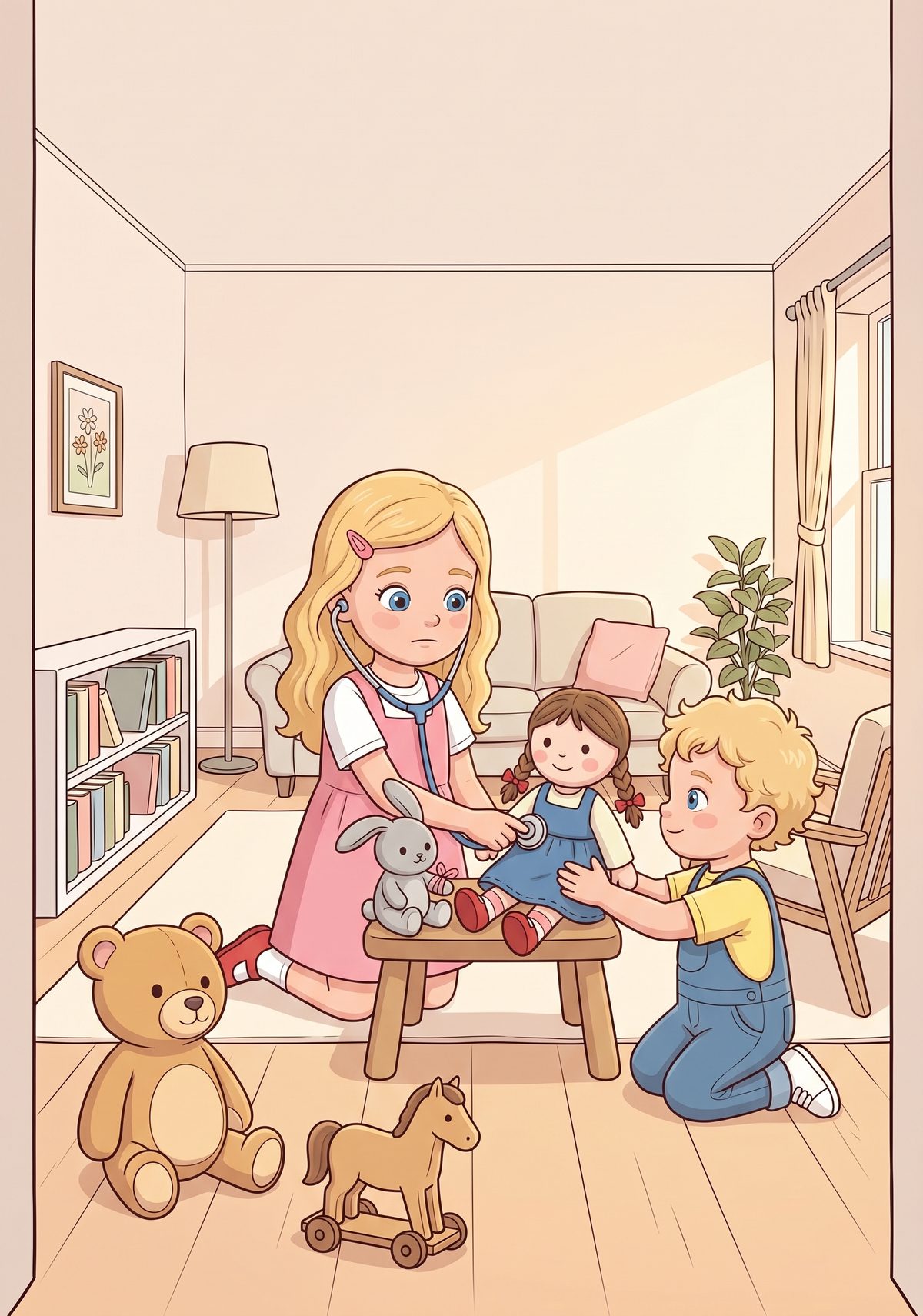 When she got home, Lea opened her own animal surgery. She wrapped a ribbon round the toy rabbit's paw, listened to...